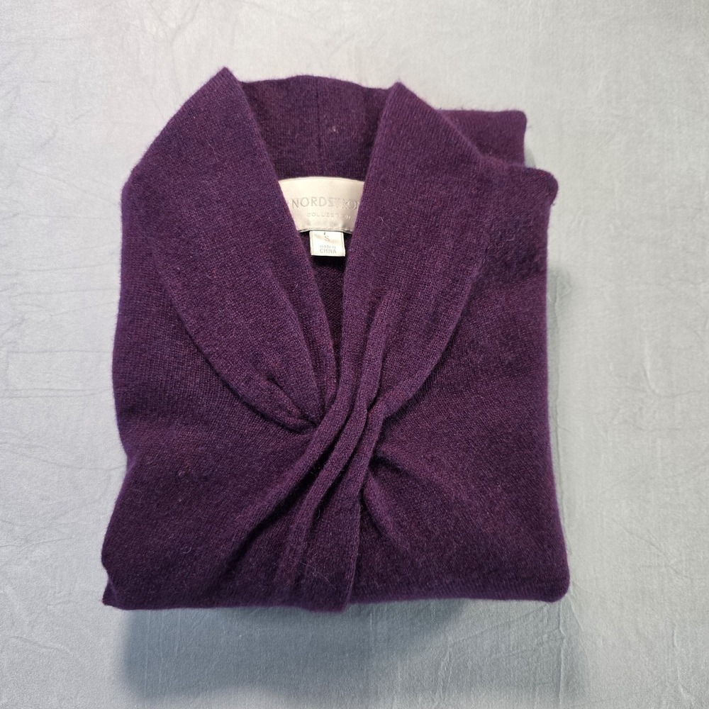 Nordstrom Collection 100% Cashmere Purple Twist Neck Sweater Womens Small